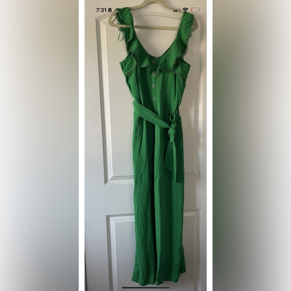 Green Button-Up Dress with Belt